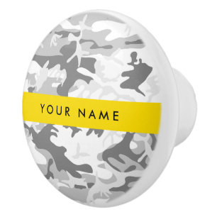Bouton De Porte En Céramique Camouflage neige hivernale grise Personnalisez vot