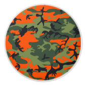Bouton De Porte En Céramique Camouflage orange et vert, Militaire, Armée (Devant)