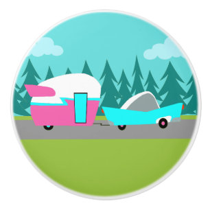 Bouton De Porte En Céramique Camper Rétro / Remorque et voiture en céramique