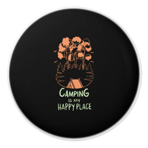 Bouton De Porte En Céramique Camping - Le Camping Est Mon Endroit Heureux