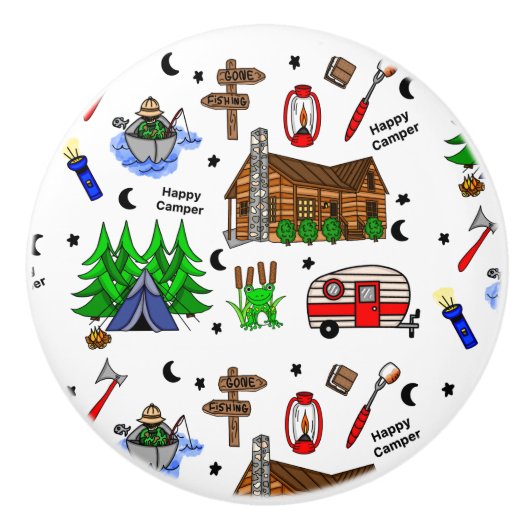 Bouton De Porte En Céramique Camping Pêche du Midwest (Devant)