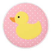 Bouton De Porte En Céramique Canard en caoutchouc jaune Pois (Devant)