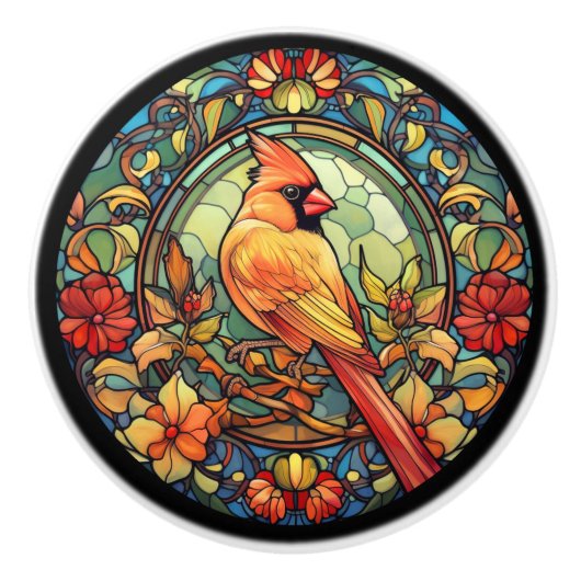 Bouton De Porte En Céramique Cardinal Redbird (Devant)