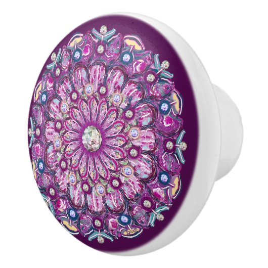 Bouton De Porte En Céramique Cardinal rouge Rosace (Droite)