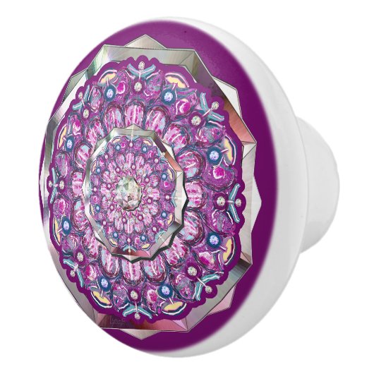 Bouton De Porte En Céramique Cardinal rouge Rosace (Droite)