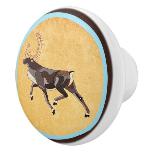 Bouton De Porte En Céramique Caribou/Reindeer d'art populaire