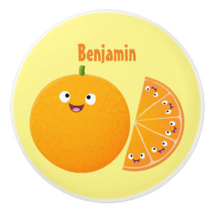 Bouton De Porte En Céramique Caricature d'agrumes d'orange