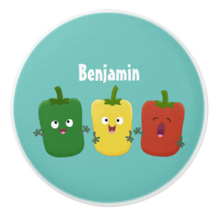 Bouton De Porte En Céramique Caricature de chant trio capsicum poivre clair