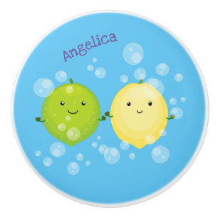 Bouton De Porte En Céramique Caricature de chaux de citron joyeux