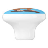 Bouton De Porte En Céramique Caricature de chipmunk à grosses joues mignonnes (Côté)