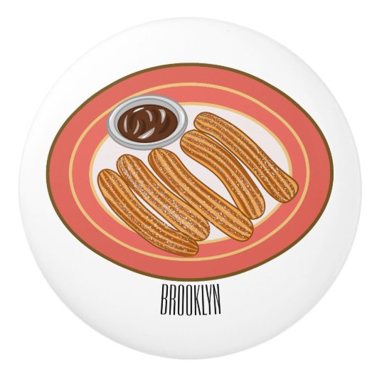 Bouton De Porte En Céramique Caricature de Churro (Devant)