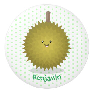 Bouton De Porte En Céramique Caricature de durian joyeux