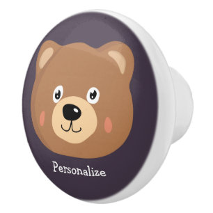 Bouton De Porte En Céramique Caricature de l'ours en peluche mignonne Ours Brow