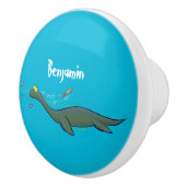 Bouton De Porte En Céramique Caricature de plesiosaure, monstre marin mignon et (Droite)
