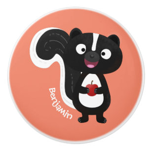 Bouton De Porte En Céramique Caricature de skunk jote happy