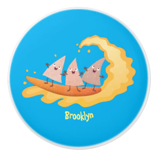 Bouton De Porte En Céramique Caricature de surf pour chips de maïs mignonette n