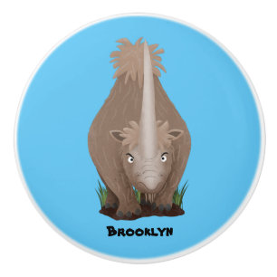 Bouton De Porte En Céramique Caricature en élasmère de rhinocéros laineux