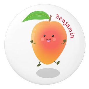 Bouton De Porte En Céramique Caricature jaune mangue mignonne