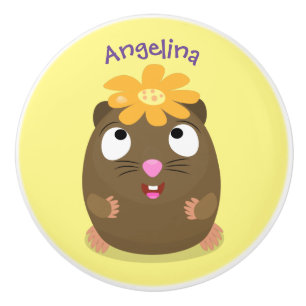 Bouton De Porte En Céramique Caricature joyeuse de cobaye mignonne