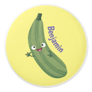 Bouton De Porte En Céramique Caricature joyeux de courgettes mignonnes