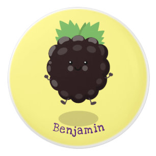 Bouton De Porte En Céramique Caricature mignonne de mûre mauve de mûre mûre mau