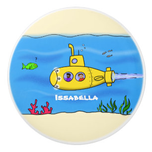 Bouton De Porte En Céramique Caricature sous-marine joyeuse