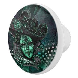 Bouton De Porte En Céramique Carnaval d'Emerald Masque en céramique