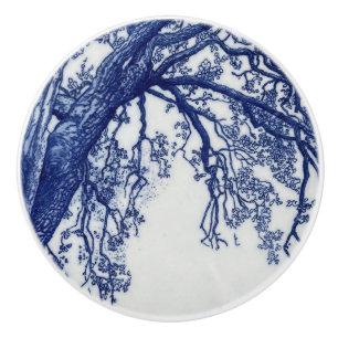 Bouton De Porte En Céramique Carreau d'art en céramique bleu cobalt des Alpes f
