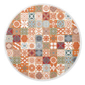 Bouton De Porte En Céramique Carreau marocain orange (Devant)