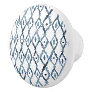 Bouton De Porte En Céramique Carreaux marocains à motif bleu et blanc à l'aquar