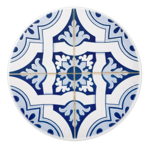 Bouton De Porte En Céramique Carrelage bleu Vintage méditerranéen élégant