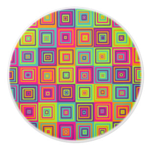 Bouton De Porte En Céramique Carrés géométriques colorés