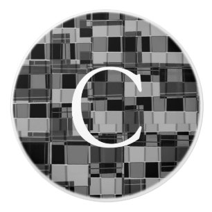 Bouton De Porte En Céramique Carrés noirs et gris Design de décoration de chamb