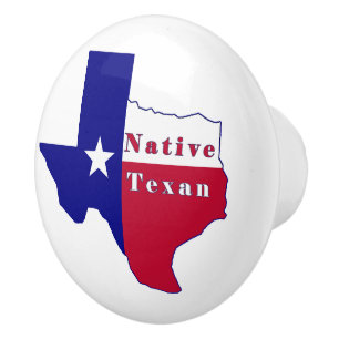 Bouton De Porte En Céramique Carte du drapeau texan natif
