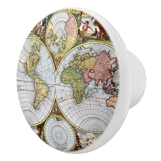 Bouton De Porte En Céramique Carte du monde (Droite)