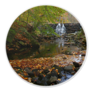 Bouton De Porte En Céramique Cascade et ruisseau d'automne en Pennsylvanie Natu