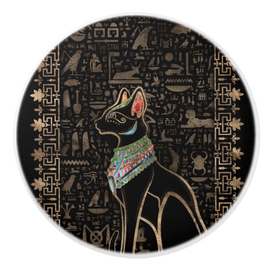 Bouton De Porte En Céramique Cat égyptien - Bastet (Devant)
