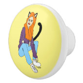 Bouton De Porte En Céramique catgirl (Droite)