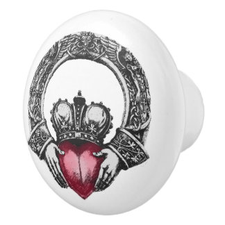 Bouton De Porte En Céramique Celtic Claddagh