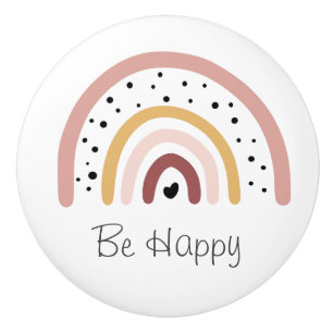 Bouton De Porte En Céramique Ceramic Cupboard Knob - Rainbow Be Happy Pink