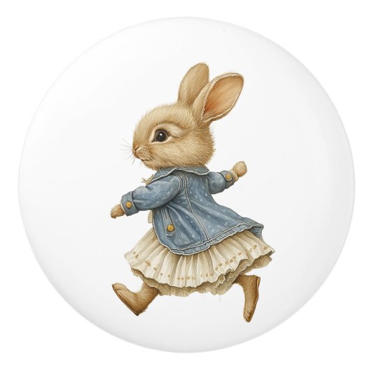 Bouton De Porte En Céramique Ceramic Drawer Pull - Running Free no Background (Devant)