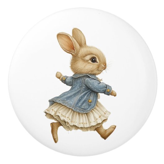 Bouton De Porte En Céramique Ceramic Drawer Pull - Running Free no Background B (Devant)