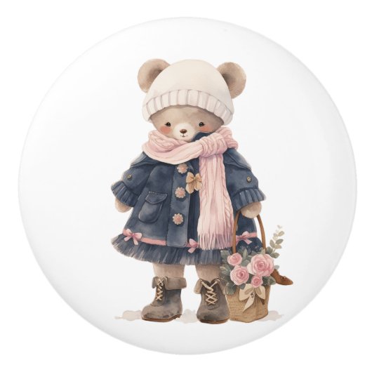 Bouton De Porte En Céramique Ceramic Drawer Pull - Sally (Devant)