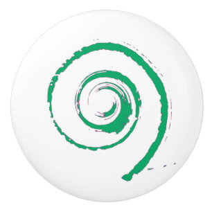 Bouton De Porte En Céramique Ceramic Knob avec Green Twirl