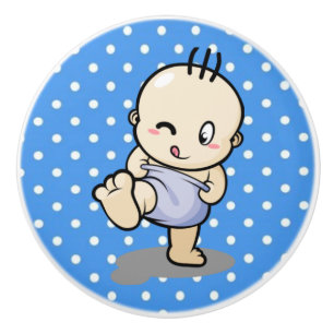 Bouton De Porte En Céramique Ceramic Knob/Cute Baby avec Pois