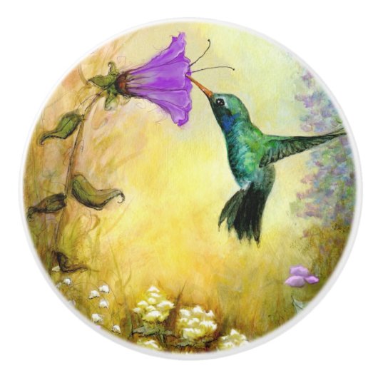 Bouton De Porte En Céramique Ceramic Knob "Hummingbird" (Devant)