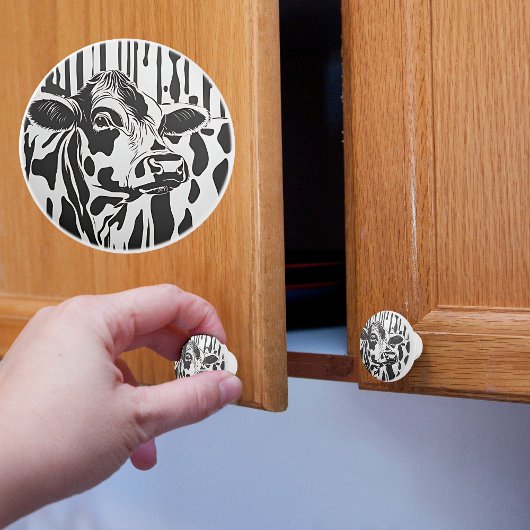 Bouton De Porte En Céramique Ceramic Knob Jersey Cow