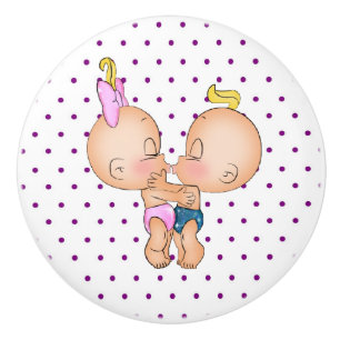 Bouton De Porte En Céramique Ceramic Knob/Kissing garçon et fille