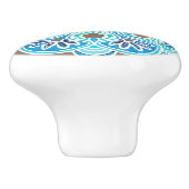 Bouton De Porte En Céramique Ceramic Knob motif turquoise et brun (Côté)