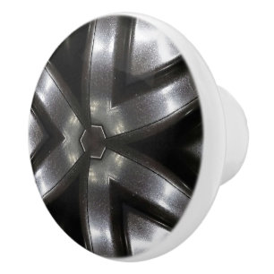 Bouton De Porte En Céramique Ceramic Knob noir et argent motif